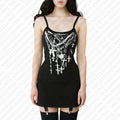 Black Printed Mini Dress with Cross Motif