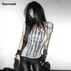 Gray Striped Graphic Short-Sleeve T-Shirt