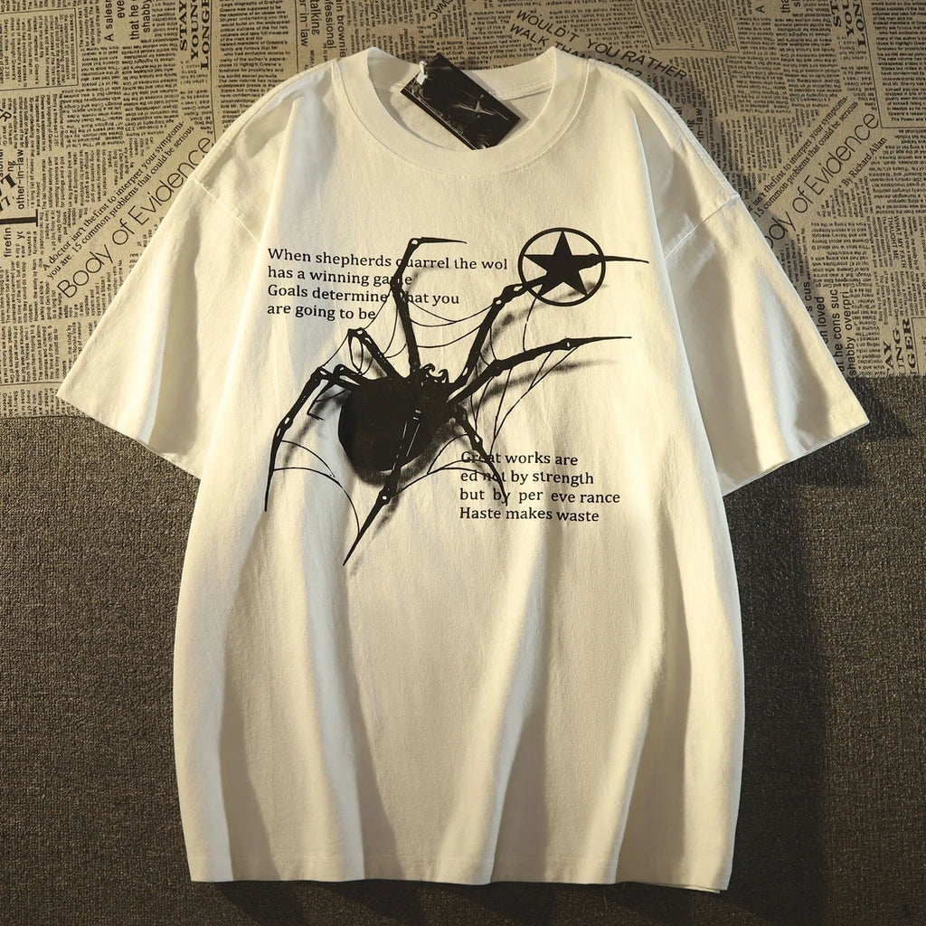 Spider Graphic Oversized Cotton T-Shirt