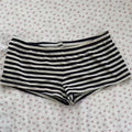 Women's Black-and-White Striped Low-Rise Shorts