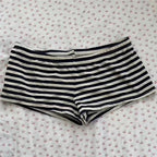 Women's Black-and-White Striped Low-Rise Shorts