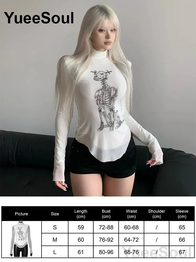 Women's Black Long-Sleeve Gothic Top
