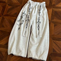 Gothic Graphic Wide-Leg Sweatpants with Drawstring Waist