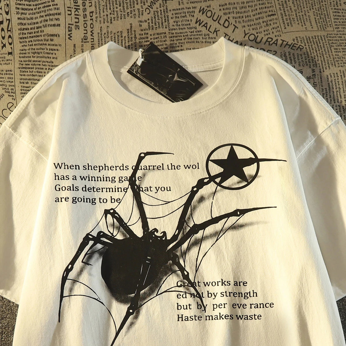 Spider Graphic Oversized Cotton T-Shirt