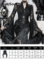 Women's Black Lace Long-Sleeve Top