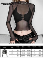 Women's Black Lace Long-Sleeve Top