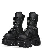 Black Rivet Platform Motorcycle Boots