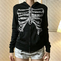 Black Graphic Zip-Up Hoodie
