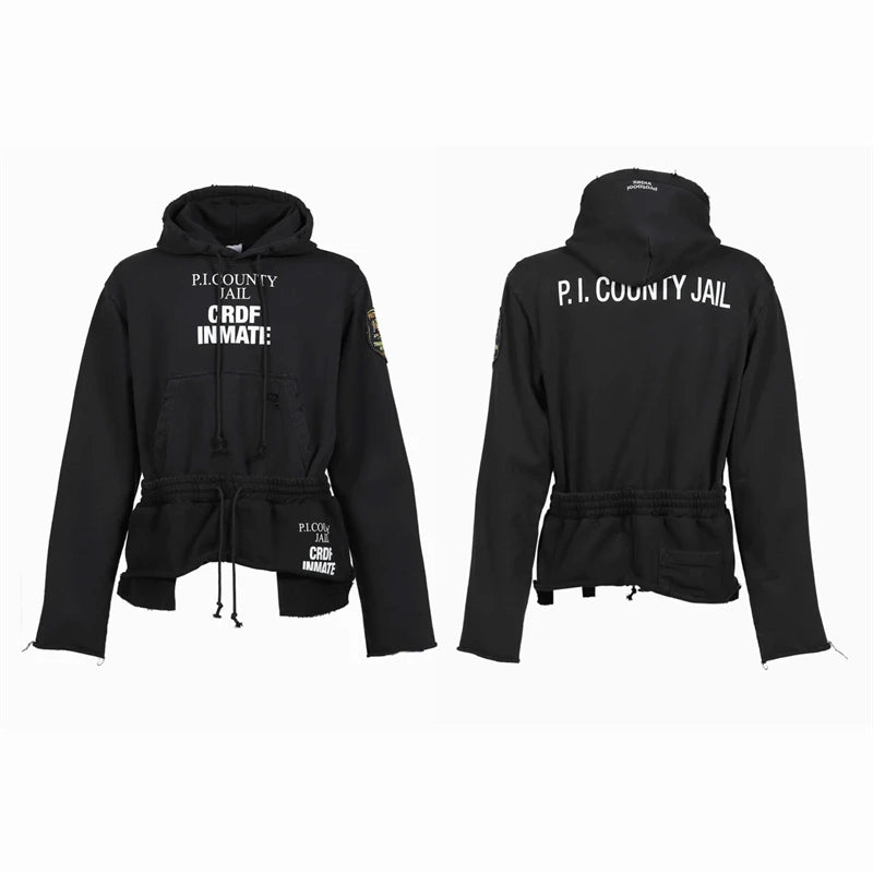 Washed Distressed Two-Piece Hoodie Pullover