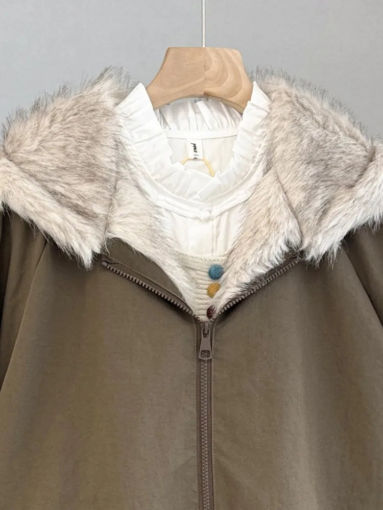 Women's Faux-Fur Hooded Padded Jacket with Zip Front