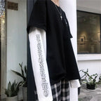 Black Graphic Layered-Look T-Shirt