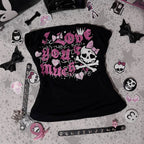 Black Graphic Skull and Crossbones T-Shirt