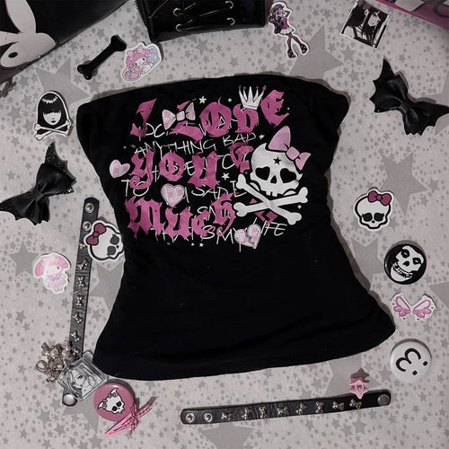 Black Graphic Skull and Crossbones T-Shirt