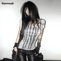 Gray Striped Graphic Short-Sleeve T-Shirt