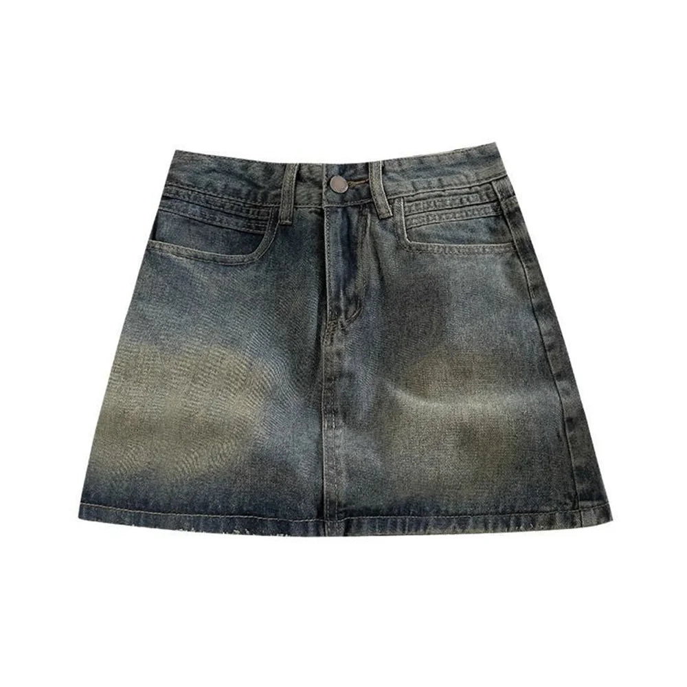 Women's Blue Denim A-Line Mini Skirt