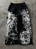 Equinox Flower Japanese Leisure Pants Manga Printing Men Women Slacks Trousers Y2K Gothic Wide Pants