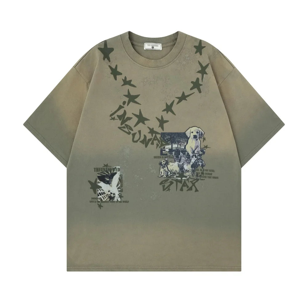 Men's Distressed Puppy Graphic Short-Sleeve T-Shirt