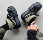 Men's Ankle Boots with Plush Lining and Chunky Rubber Sole