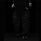Grunge Wide-Leg Graphic Sweatpants with Drawstring Waist
