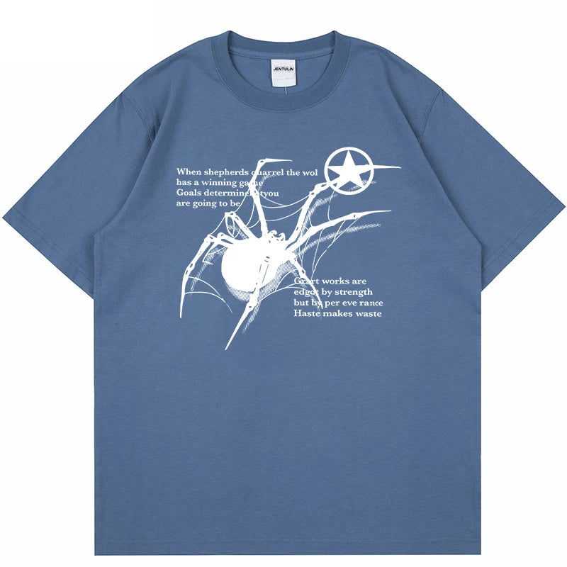 Spider Graphic Oversized Cotton T-Shirt