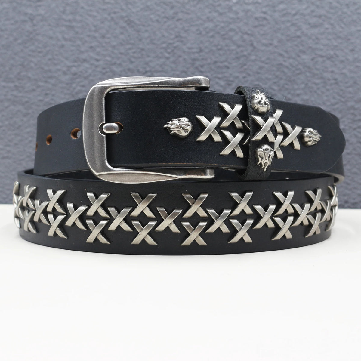 Punk Studded Leather Belt