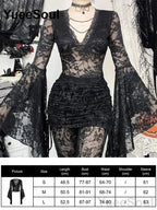 Women's Black Lace-Panel Long-Sleeve Top