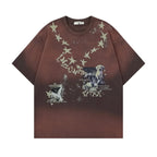 Men's Brown Puppy Graphic Distressed T-Shirt