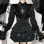 Women's Black Long-Sleeve Gothic Top