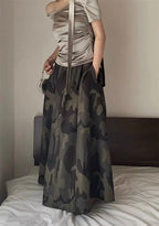 Women's High-Waisted A-Line Camouflage Skirt