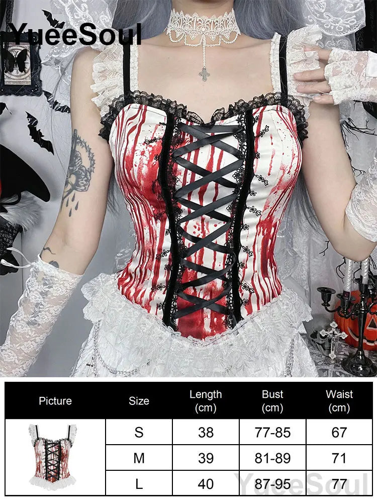 Black Gothic Sleeveless Corset-Style Camisole Top