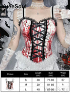 Black Gothic Sleeveless Corset-Style Camisole Top