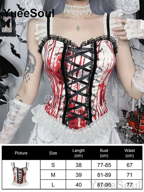Black Gothic Sleeveless Corset-Style Camisole Top