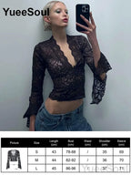 Women's Black Long-Sleeve Gothic Top