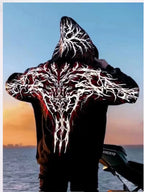 Men's Black and Red Graphic Zip Hoodie
