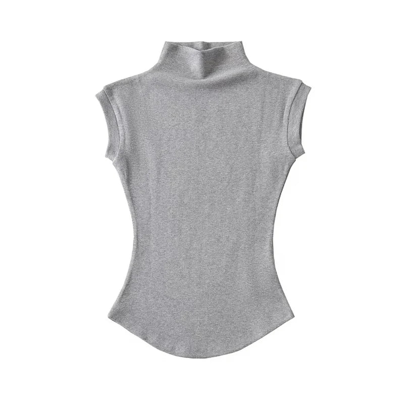 Women's Sleeveless Turtleneck Top - Slim Fit