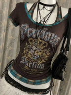 Women's Gothic Letter Graphic Short-Sleeve T-Shirt