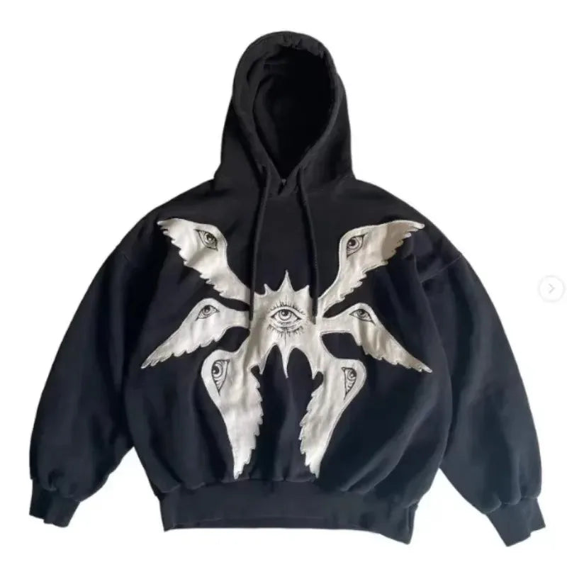 Graphic Zip-Up Hoodie with Hood and Long Sleeves