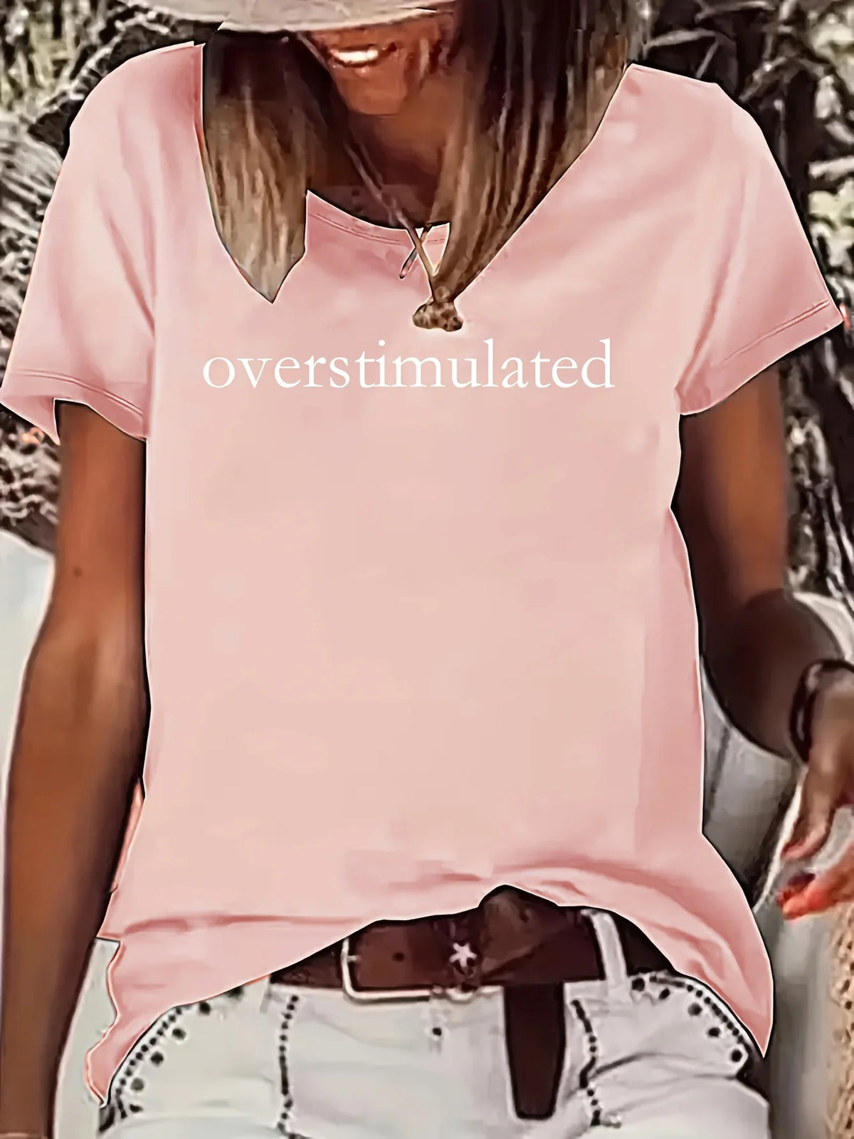 Women's Oversized “Overstimulated” Graphic T-Shirt