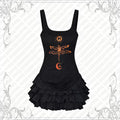 Black Gothic Dragonfly Graphic Ruffle Mini Dress