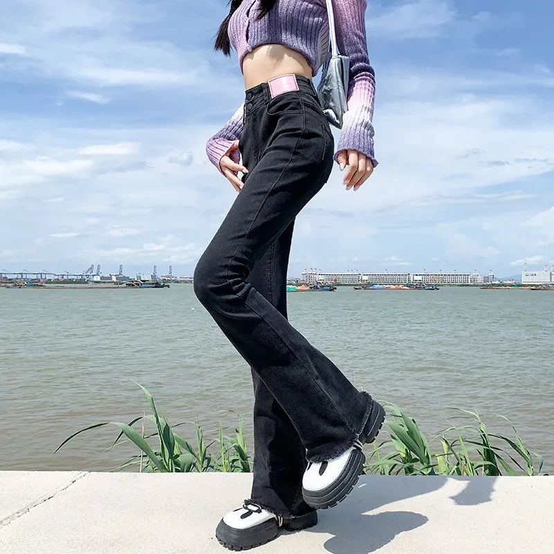 Women's High-Waisted Full-Length Flare Jeans