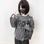 Striped Long-Sleeve Shirt with Heart Appliqué
