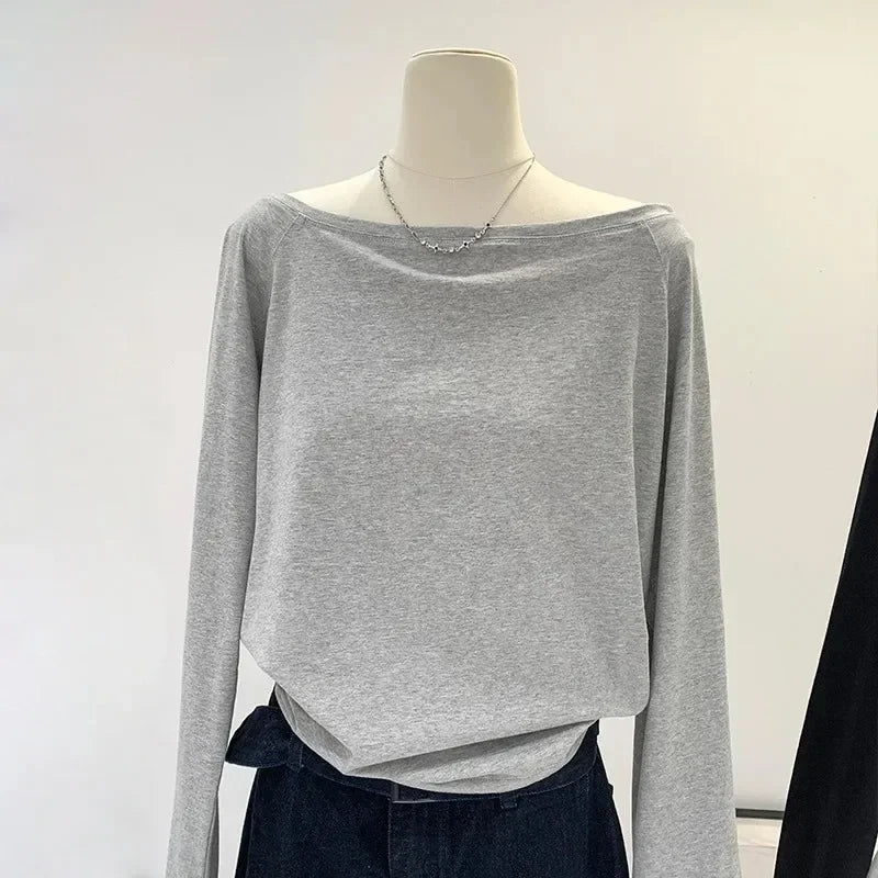 Women's One-Shoulder Long-Sleeve Top