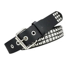 Black Studded Faux Leather Pyramid Rivet Belt