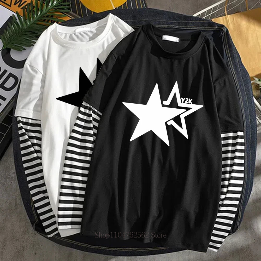 Women's Star Graphic Layered-Look Long-Sleeve T-Shirt