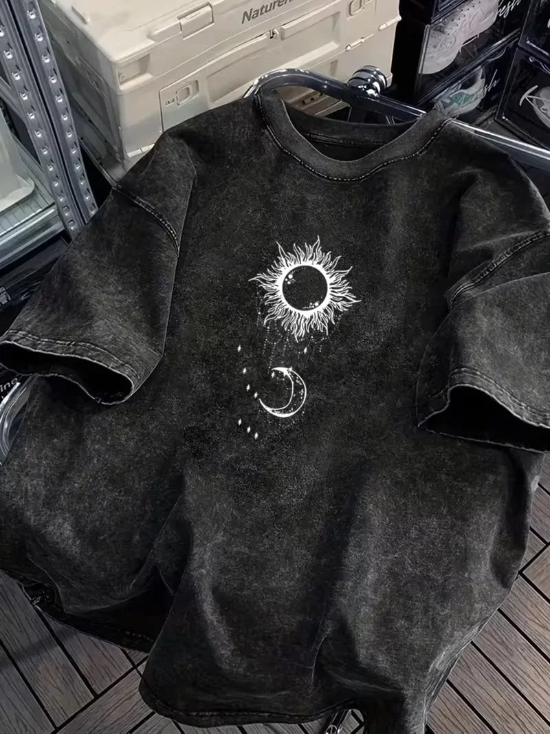 Vintage Washed Sun Moon Star Graphic T-Shirt