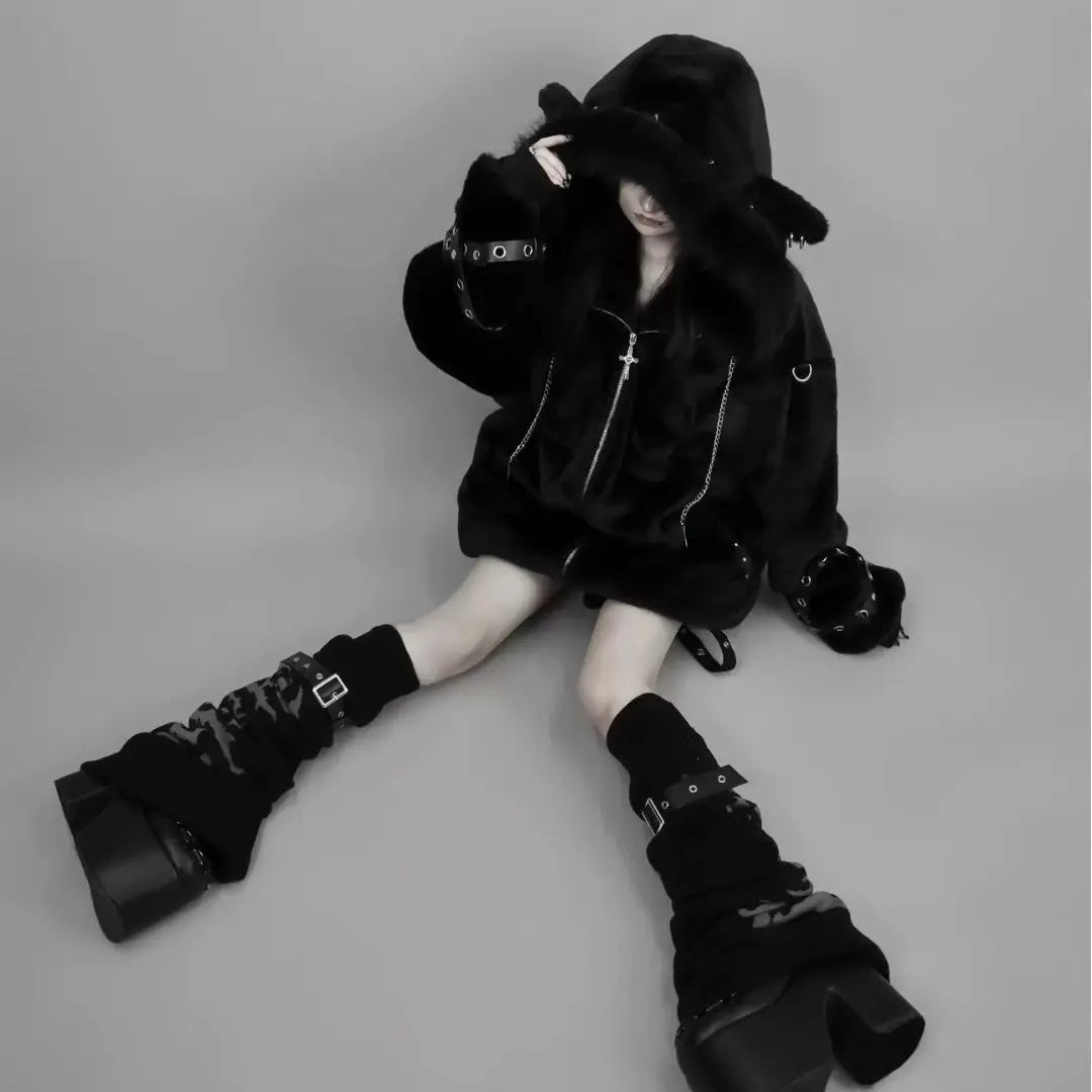 Women's Hooded Winter Jacket with Fluffy Trim