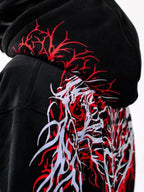 Men's Black Graphic Print Zip Hoodie