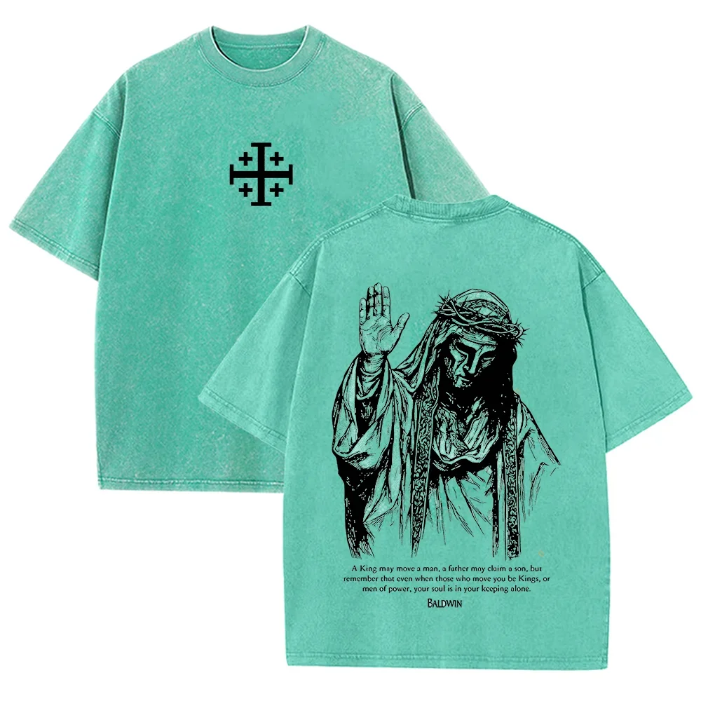 Jesus Crown of Thorns Graphic Washed Cotton T-Shirt