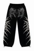 Graphic Wide-Leg Jogger Pants with Elastic Waist