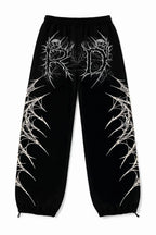 Graphic Wide-Leg Jogger Pants with Elastic Waist